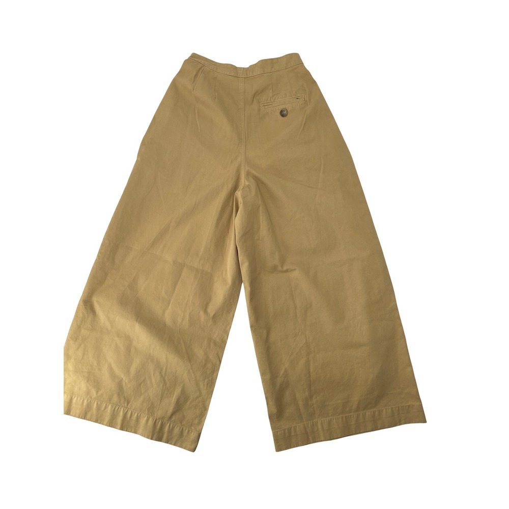 Doen Wide Leg Pleated Cotton Pants in Khaki - Picture 2 of 5